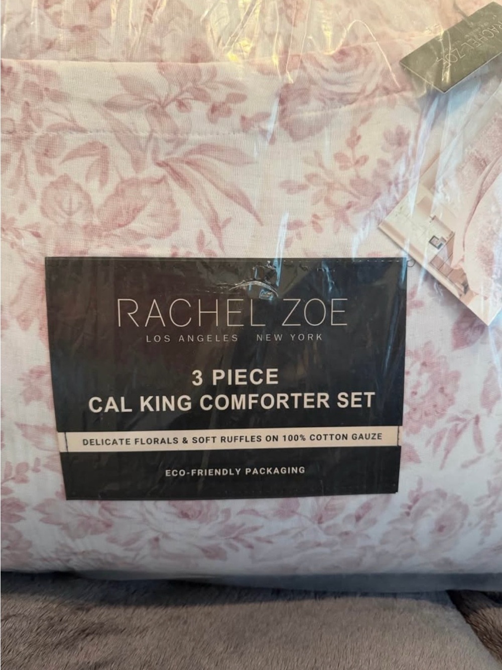 Rachel Zoe Shabby Chic Rose Floral Gauze Comforter Set- New with Tags. Cal King